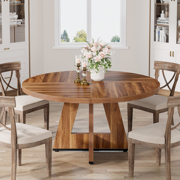 Ebern Designs 47 Inch Round Dining Table for 4 Farmhouse Kitchen Table
